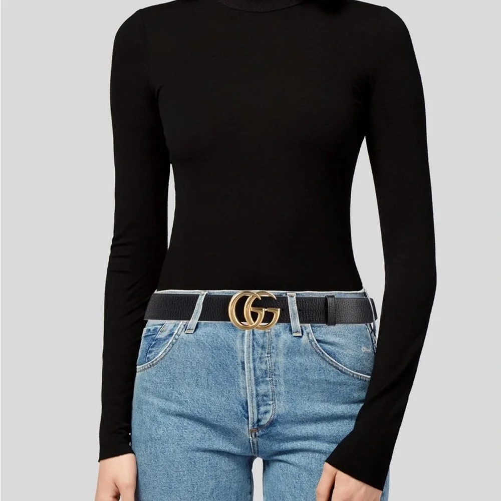 Gucci Double G Logo Leather Belt Size Large